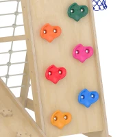 Qaba 7-in-1 Kids Montessori Jungle Gym with Reversible Slide, Basketball Hoop, Monkey Bars, Rock Wall, Climbing Net & Ladder(m-11)