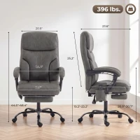 HOMCOM Massage Office Chair Vibration Computer Chair Heated Reclining PU Leather Footrest Height Adjustable Gray(m-3)