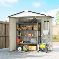 Outsunny 6.5' x 4'  Outdoor Storage Shed, Metal Garden Shed with Lockable Double Doors, 4 Vents, Silver-White(m-9)