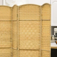 HOMCOM Folding Room Divider Screen 6 Panel 6' Tall Privacy Screen Freestanding Wood Partition for Home Office, Nature Wood(m-9)