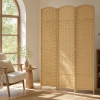 HOMCOM Folding Room Divider Screen 3 Panel 6' Tall Privacy Screen Freestanding Wood Partition for Home Office, Nature Wood(m-10)