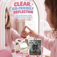 Qaba Kids Vanity Set, Makeup Vanity Table with Mirror, Stool, Drawer, 7-Piece Accessories, Cloud-Design for Girls 3-6 Y, Pink(m-6)