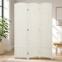 HOMCOM Folding Room Divider Screen 3 Panel 6' Tall Privacy Screen Freestanding Wood Partition for Home Office, White(m-10)