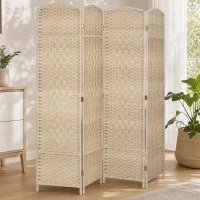 HOMCOM Folding Room Divider Screen 4 Panel 6' Tall Privacy Screen Freestanding Wood Partition for Home Office, Washed Oak(m-3)