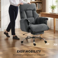 HOMCOM Desk Chair, Computer Office Chair with Footrest, Adjustable Backrest and Headrest, Dark Grey(m-10)