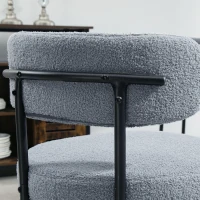 HOMCOM Round Modern Upholstered Kitchen Chairs, Boucle Dining Chairs Set of 4 with Curved Backrest and Thick Cushion, Gray(m-8)