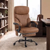 HOMCOM Massage Office Chair Vibration Computer Chair Heated Reclining PU Leather Footrest Height Adjustable Brown(m-2)