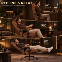 HOMCOM Massage Office Chair Vibration Computer Chair Heated Reclining PU Leather Footrest Height Adjustable Brown(m-6)