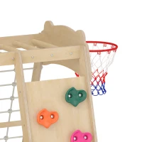 Qaba 7-in-1 Kids Montessori Jungle Gym with Reversible Slide, Basketball Hoop, Monkey Bars, Rock Wall, Climbing Net & Ladder(m-12)