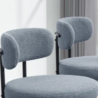 HOMCOM Round Modern Upholstered Kitchen Chairs, Boucle Dining Chairs Set of 4 with Curved Backrest and Thick Cushion, Gray(m-9)