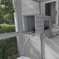 PawHut Large Outdoor Catio, Cat Window Box with Weatherproof Roof, Bridge, Resting Box, Platforms, for 2 Kittens, White(m-11)