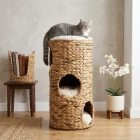 PawHut Elevated Cat Bed with Hideaways, 3 Story Kitty Tower for Indoor Cats(m-10)