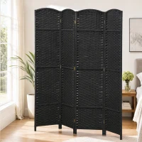 HOMCOM Folding Room Divider Screen 4 Panel 5.6 ' Tall Privacy Screen Freestanding Room Partition for Home Office, Black(m-8)