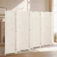 HOMCOM Folding Room Divider Screen 8 Panel 5.6 ' Tall Privacy Screen Freestanding Room Partition for Home Office, White(m-8)