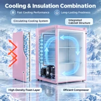 HOMCOM Compact Upright Freezer, 2.1 Cubic Feet Mini Freezer with Reversible Door, 2 Shelves, Adjustable Temperature, Pink(m-5)