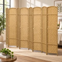 HOMCOM Folding Room Divider Screen 8 Panel 5.6 ' Tall Privacy Screen Freestanding Room Partition for Home Office, Nature Wood(m-10)