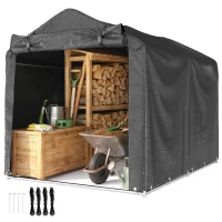 Outsunny Outdoor Storage Shed, UV Resistant Bike Tent with Roll-up Zipper Door, Portable Shed for Bike, Motorcycle, Dark Grey(m-2)