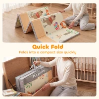 Qaba Foldable & Reversible Baby Play Mat, 79" x 71"Thick Play Mat for Floor, Waterproof Non-Slip, Forest Animals(m-6)