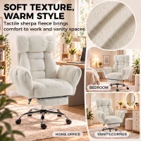 HOMCOM Criss Cross Office Chair with Flip-Up Armrests, Reclining Desk Chair with Wide Seat, Footrest, Wheels, Cream White(m-7)