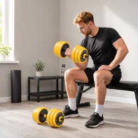 Soozier Dumbbell & Barbell Adjustable Set 44lbs Plate Bar Clamp Rod for Strength Training, Full Body Workout, Muscle Building Men Women Home Gym Sports Area Exercise Ergonomic(m-9)