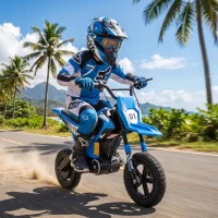 Qaba 24V Kids Electric Motorcycle with 180W Brushless Motor, Suspension, Soft Start, 12" Rubber Tires for 6+ Years, Blue(m-2)