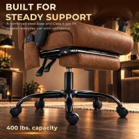 HOMCOM Massage Office Chair Vibration Computer Chair Heated Reclining PU Leather Footrest Height Adjustable Brown(m-7)