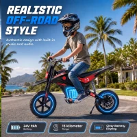 Qaba 24V Kids Electric Motorcycle with 180W Brushless Motor, Suspension, Soft Start, 12" Rubber Tires for 6+ Years, Black(m-7)