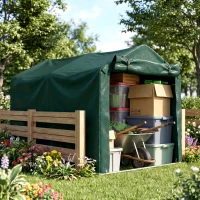 Outsunny Outdoor Storage Shed, UV Resistant Bike Tent with Roll-up Zipper Door, Portable Shed for Bike, Motorcycle, Dark Green(m-8)