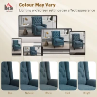 HOMCOM Wingback Reclining Chair with Footrest, Button Tufted Recliner Chair with Rolled Armrests for Living Room, Blue(m-10)