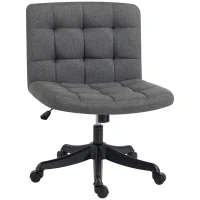 HOMCOM Armless Office Desk Chair, Linen Computer Chair with Rocking Function, Swivel, Wheels, Dark Grey(m-11)