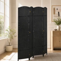 HOMCOM Folding Room Divider Screen 4 Panel 5.6 ' Tall Privacy Screen Freestanding Room Partition for Home Office, Black(m-10)