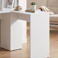 HOMCOM Modern Corner Computer Desk, L Shaped Desk with Storage Shelves for Home Office, Bedroom, White(m-12)