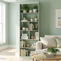 HOMCOM Bookshelf, 6-Tier Bookcase with Storage Shelves, Space Saving Display Shelf for Study Living Room Bedroom Green(m-8)