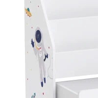 Qaba Montessori Kids Bookshelf with Moveable Drawer, 3-Tier Bookshelf for Kids Room, Nursery, Playroom, Ages 3-8 Years, White(m-10)