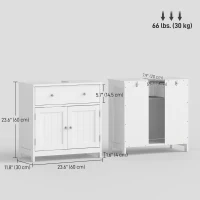 HOMCOM Modern Bathroom Vanity Cabinet, Freestanding Under Sink Storage with Drawer, U-Shaped Cutout for Pedestal Sink, White(m-3)