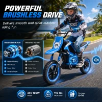 Qaba 24V Kids Electric Motorcycle with 180W Brushless Motor, Suspension, Soft Start, 12" Rubber Tires for 6+ Years, Blue(m-4)