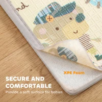 Qaba Foldable & Reversible Baby Play Mat, 79" x 71"Thick Play Mat for Floor, Waterproof Non-Slip, Forest Animals(m-5)