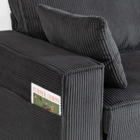 HOMCOM 86" 3 Seater Sofa, Modern Corduroy Upholstered Couch, Dark Grey(m-12)