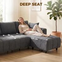 HOMCOM Sectional Couch with Integrated Seat, 4 Seater L-Shaped Sofa with Changeable Chaise, Spring Cushion, Charcoal Grey(m-8)