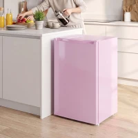 HOMCOM Compact Upright Freezer, 2.1 Cubic Feet Mini Freezer with Reversible Door, 2 Shelves, Adjustable Temperature, Pink(m-1)