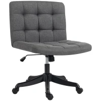 HOMCOM Armless Office Desk Chair, Linen Computer Chair with Rocking Function, Swivel, Wheels, Dark Grey(m-2)