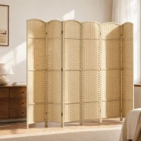 HOMCOM Folding Room Divider Screen 6 Panel 5.6' Tall Privacy Screen Freestanding Room Partition for Home Office, Beige(m-10)