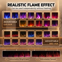 HOMCOM 36" Electric Fireplace Insert, Wall Recessed, Freestanding 1500W 3-Sided Linear Fireplace Heater with Adjustable Flame(m-5)