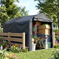 Outsunny Outdoor Storage Shed, UV Resistant Bike Tent with Roll-up Zipper Door, Portable Shed for Bike, Motorcycle, Dark Grey(m-8)