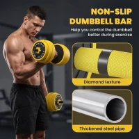 Soozier Dumbbell & Barbell Adjustable Set 44lbs Plate Bar Clamp Rod for Strength Training, Full Body Workout, Muscle Building Men Women Home Gym Sports Area Exercise Ergonomic(m-7)