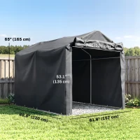 Outsunny Outdoor Storage Shed, UV Resistant Bike Tent with Roll-up Zipper Door, Portable Shed for Bike, Motorcycle, Dark Grey(m-3)