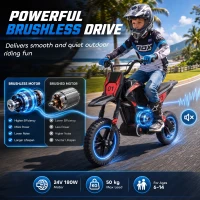 Qaba 24V Kids Electric Motorcycle with 180W Brushless Motor, Suspension, Soft Start, 12" Rubber Tires for 6+ Years, Black(m-4)