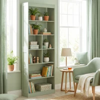 HOMCOM Bookshelf, 6-Tier Bookcase with Storage Shelves, Space Saving Display Shelf for Study Living Room Bedroom Green(m-1)