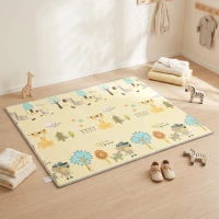 Qaba Foldable & Reversible Baby Play Mat, 79" x 71"Thick Play Mat for Floor, Waterproof Non-Slip, Forest Animals(m-8)