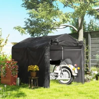 Outsunny Outdoor Storage Shed, UV Resistant Bike Tent with Roll-up Zipper Door, Portable Shed for Bike, Motorcycle, Black(m-1)